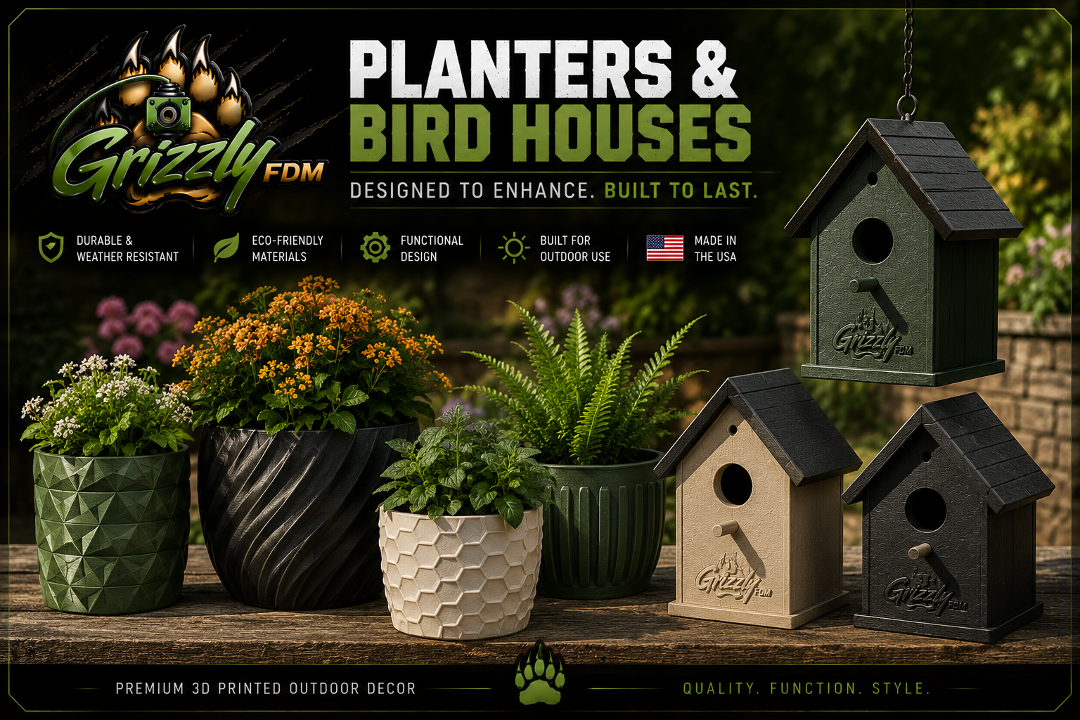 PLANTERS AND BIRD HOUSES