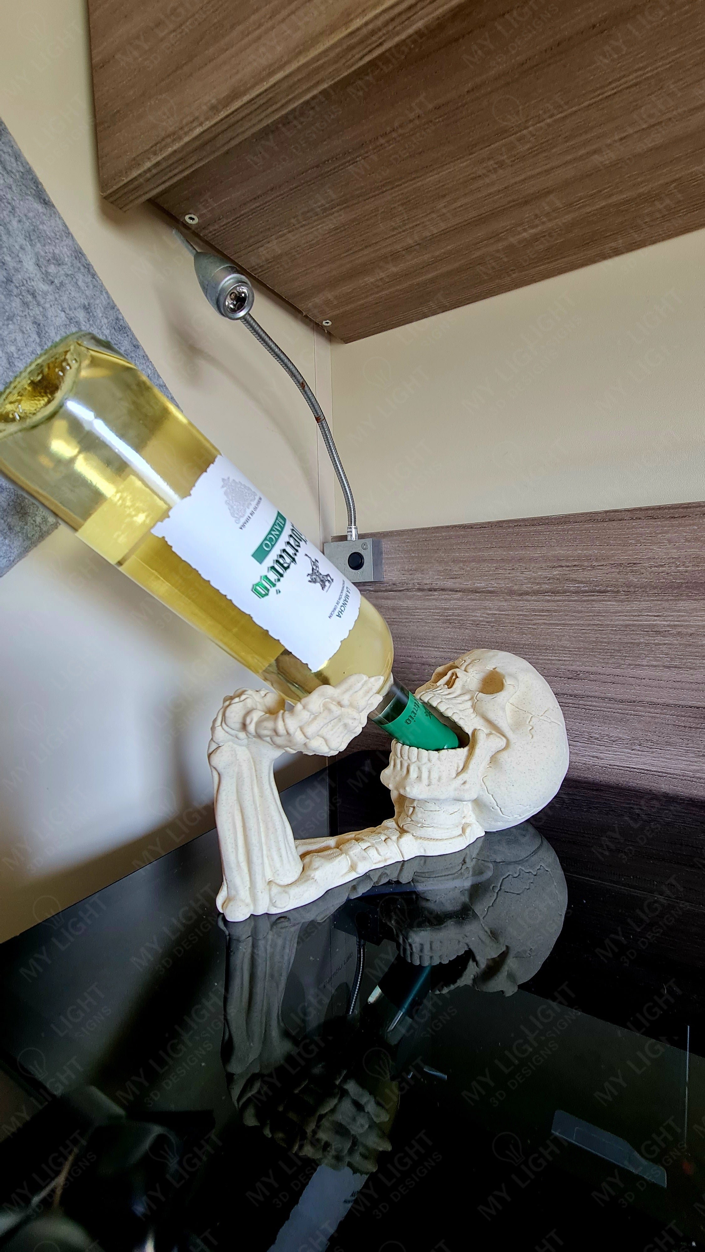Skull Wine Bottle Holder Lamp