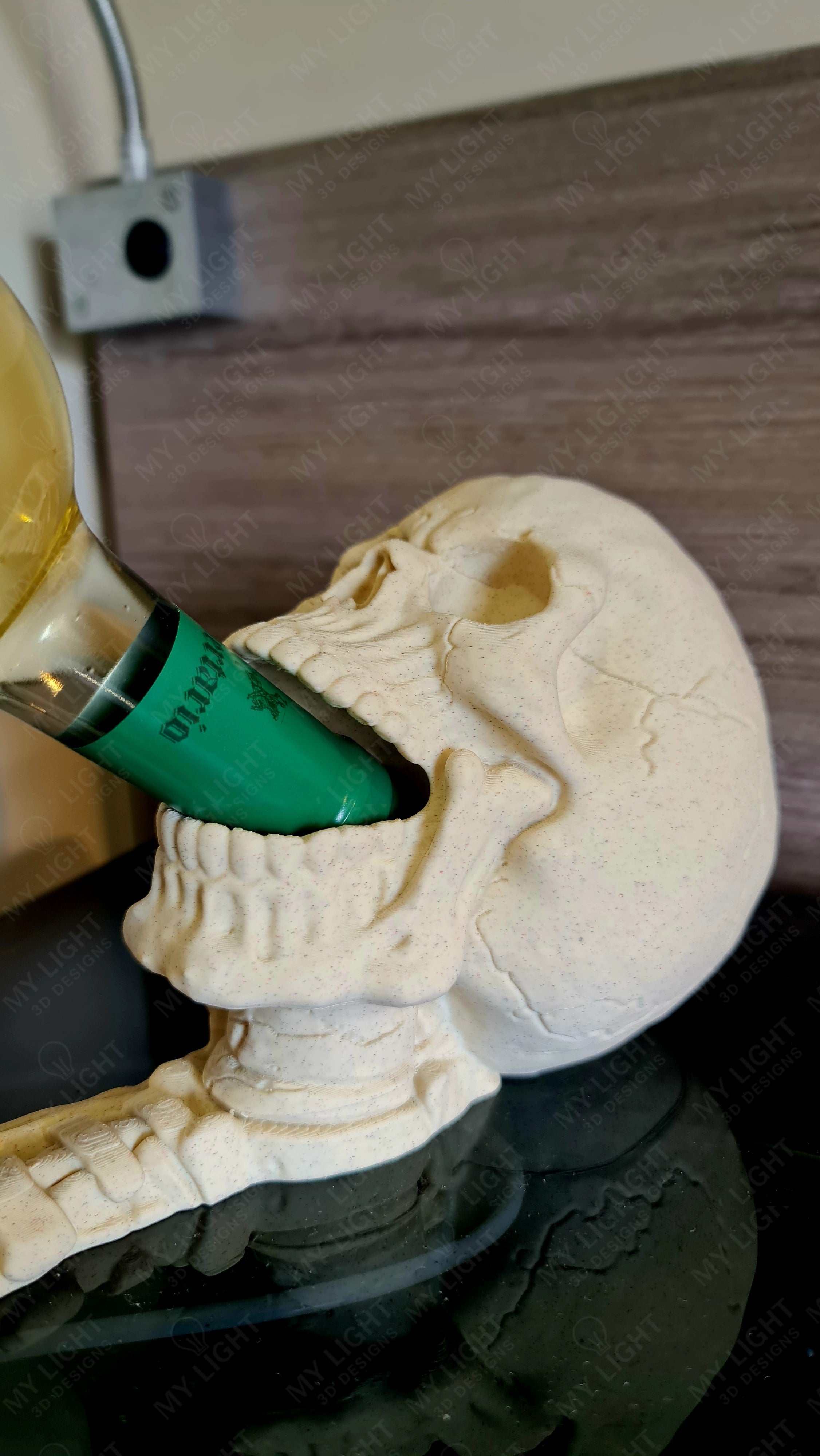 Skull Wine Bottle Holder Lamp