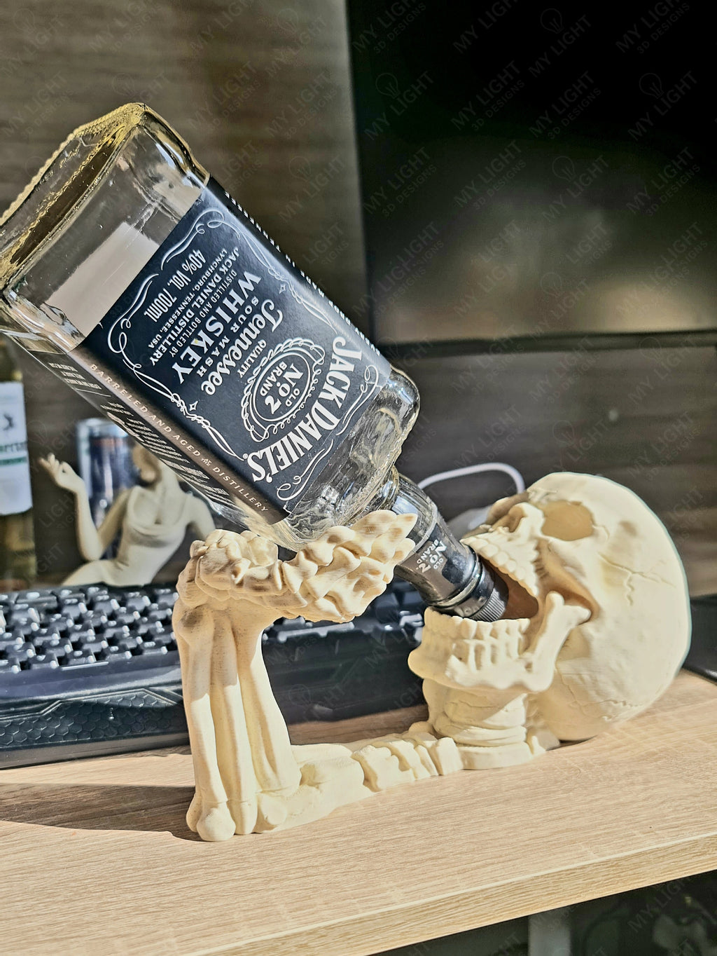 Skull Wine Bottle Holder Lamp