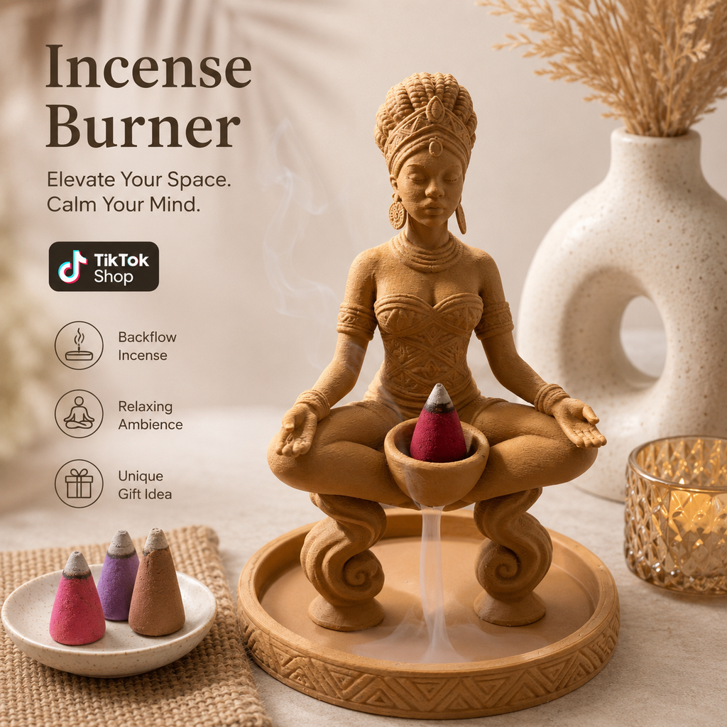 African Queen Back Flow Incense Burner (10 pack of cones included)