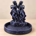 Gemini celestial twin zodiac incense holder in black and blue galaxy sparkle finish