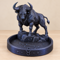 Taurus celestial bull zodiac incense holder in black and blue galaxy sparkle finish
