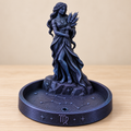 Virgo celestial maiden with wheat zodiac incense holder in black and blue galaxy sparkle finish